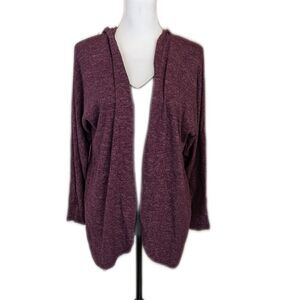 American Eagle Outfitters Soft & Sexy Plush maroon purple hooded cardigan S
